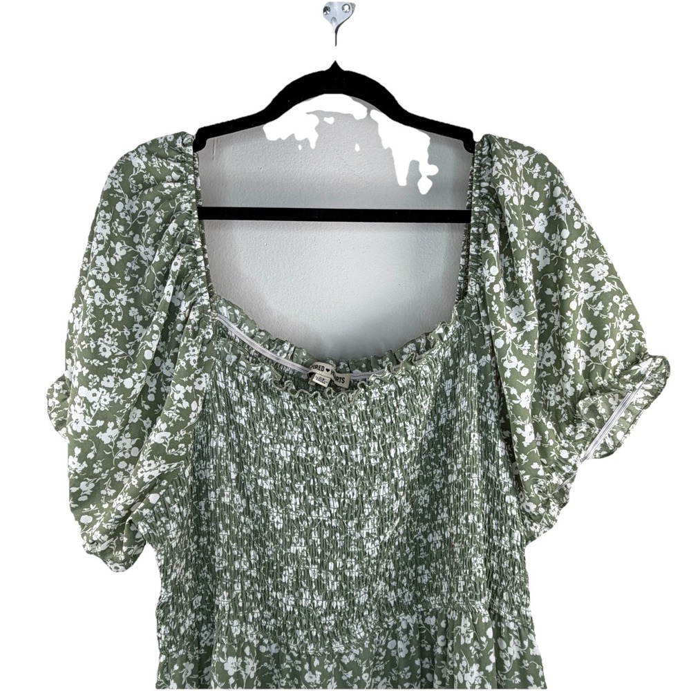 Inspired Studio 3X Dress Short Sleeves Floral Smocking‎ Cottagecore Peasant Boho
